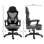 Home Office Chair Adjustable Height Recliner with Retractable Footrest, Mesh Back