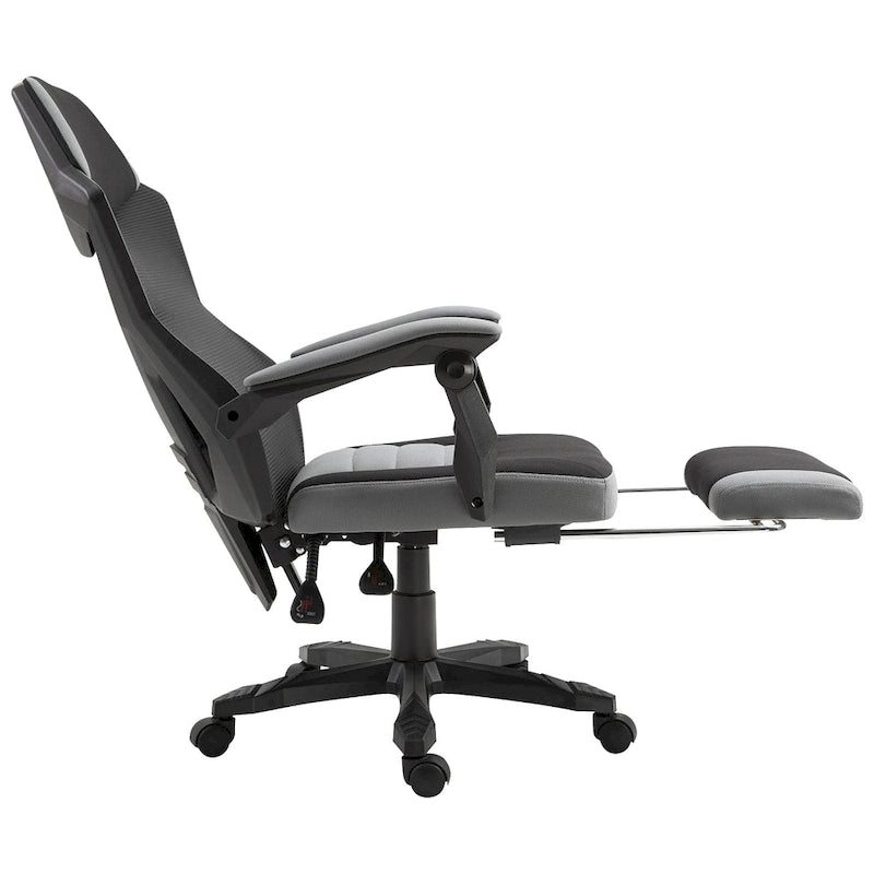Home Office Chair Adjustable Height Recliner with Retractable Footrest, Mesh Back