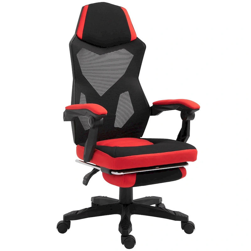 Home Office Chair Adjustable Height Recliner with Retractable Footrest, Mesh Back