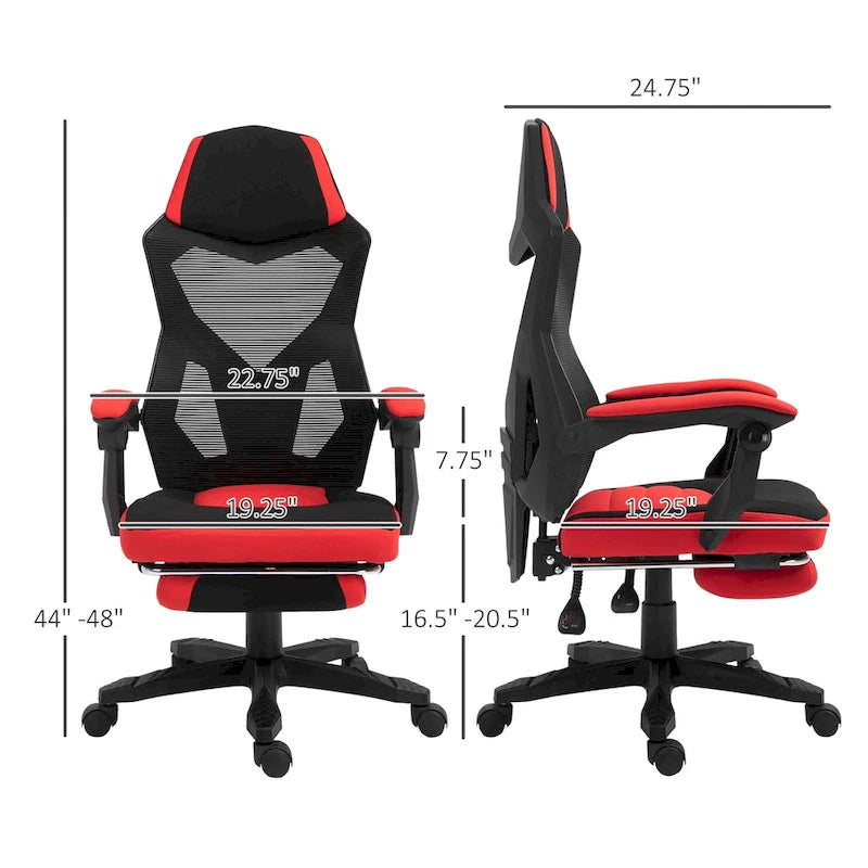 Home Office Chair Adjustable Height Recliner with Retractable Footrest, Mesh Back