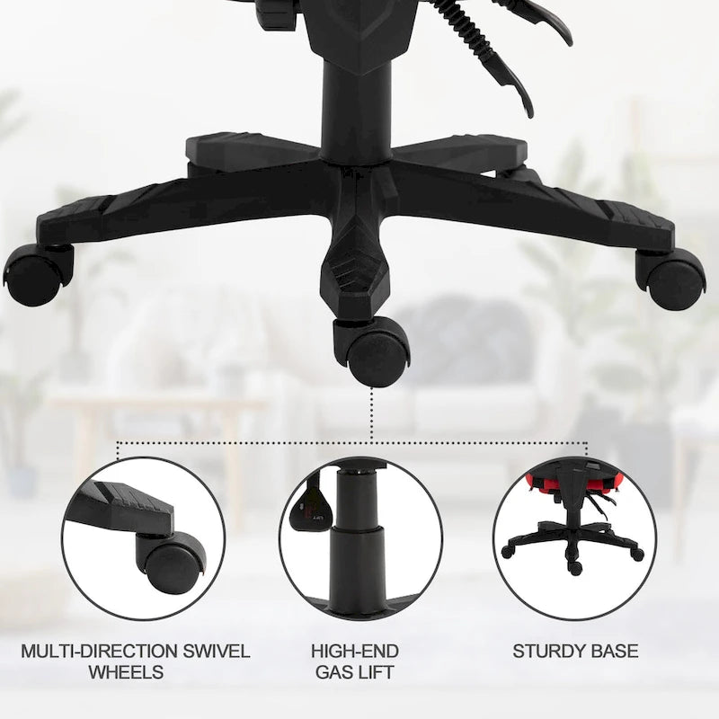 Home Office Chair Adjustable Height Recliner with Retractable Footrest, Mesh Back