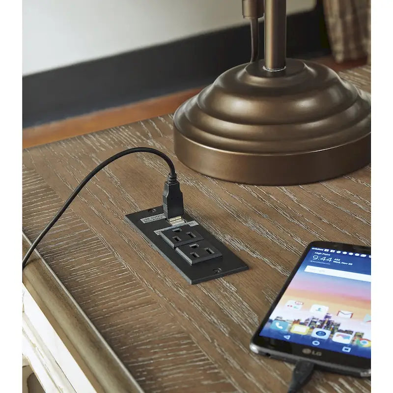 Realyn Antique White/Brown 2-Piece Home Office Lift Top Desk