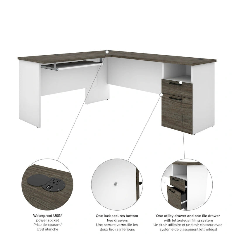71W U or L-Shaped Executive Desk with Hutch
