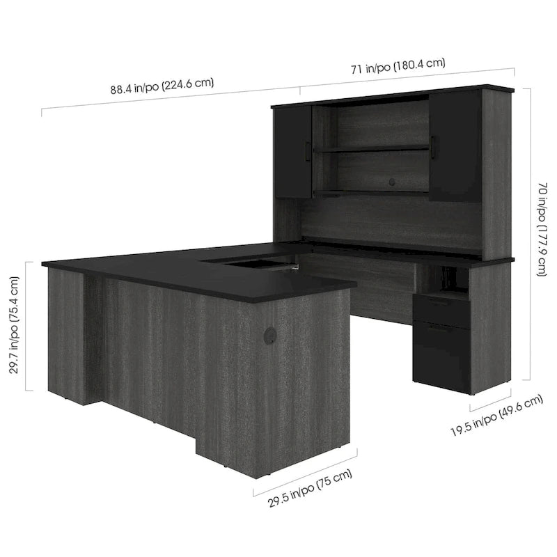 71W U or L-Shaped Executive Desk with Hutch