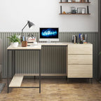 Mixoy L-Shaped Computer Desk with Drawers, Large Corner Office Desk, Modern Executive Desk, Writing Table Workstation