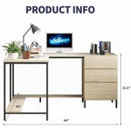 Mixoy L-Shaped Computer Desk with Drawers, Large Corner Office Desk, Modern Executive Desk, Writing Table Workstation