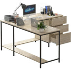 Mixoy L-Shaped Computer Desk with Drawers, Large Corner Office Desk, Modern Executive Desk, Writing Table Workstation