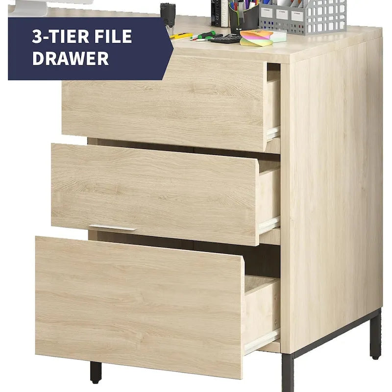 Mixoy L-Shaped Computer Desk with Drawers, Large Corner Office Desk, Modern Executive Desk, Writing Table Workstation