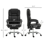 Vinsetto Massage Office Chair with 6 Vibration Points, Heated Reclining PU Leather Computer Chair with Adjustable Height, Black