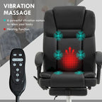 Vinsetto Massage Office Chair with 6 Vibration Points, Heated Reclining PU Leather Computer Chair with Adjustable Height, Black