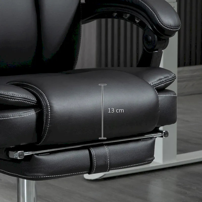 Vinsetto Massage Office Chair with 6 Vibration Points, Heated Reclining PU Leather Computer Chair with Adjustable Height, Black