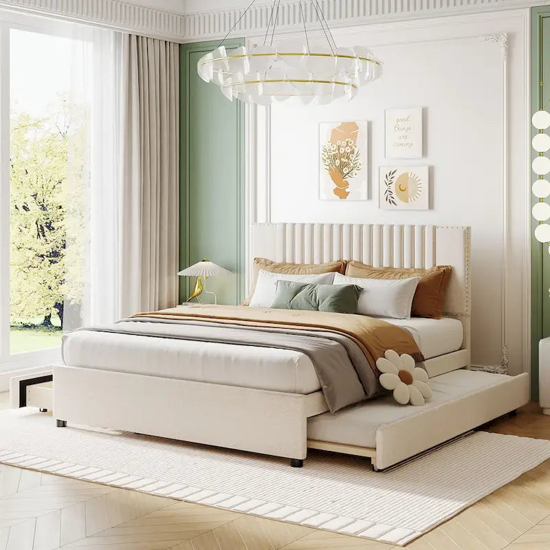 Queen Size Bed with Twin XL Size Trundle