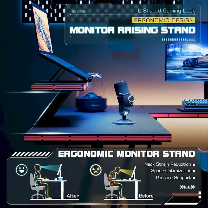 Homall L-Shaped Gaming Desk Computer Corner Desk Office Writing Desk