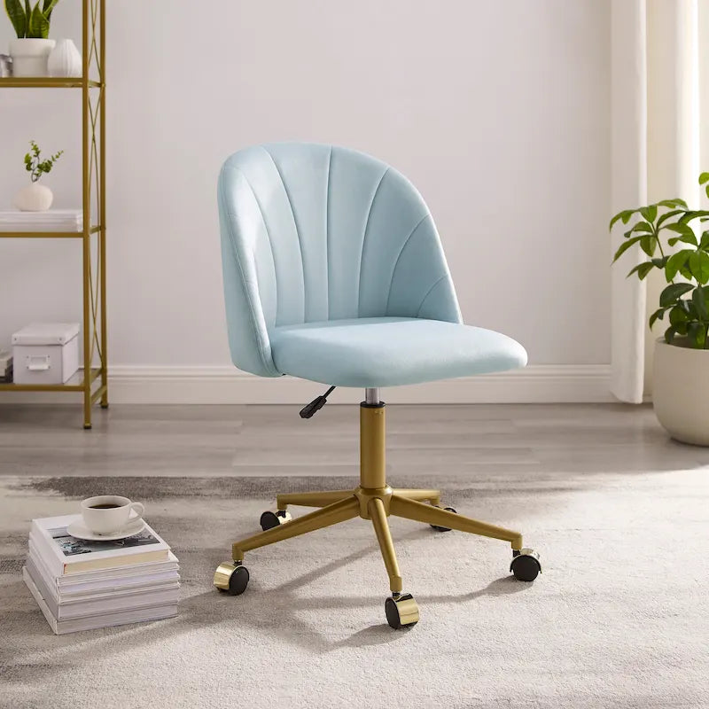Aubrie Velvet Curved Swivel Desk Chair