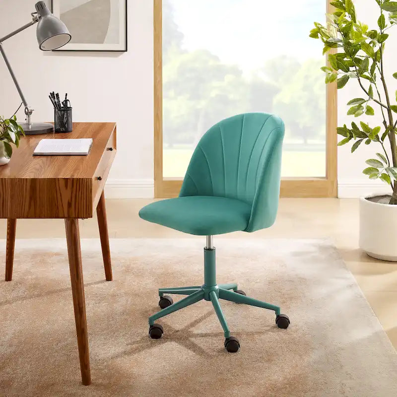 Aubrie Velvet Curved Swivel Desk Chair