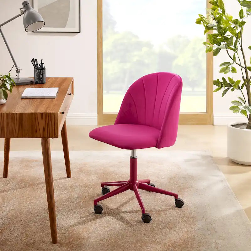 Aubrie Velvet Curved Swivel Desk Chair