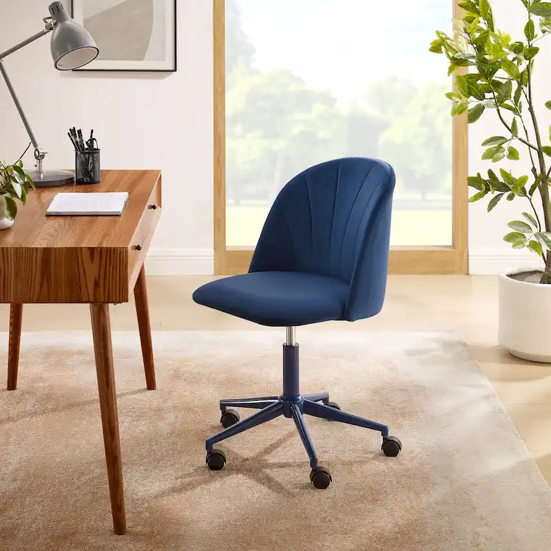Aubrie Velvet Curved Swivel Desk Chair