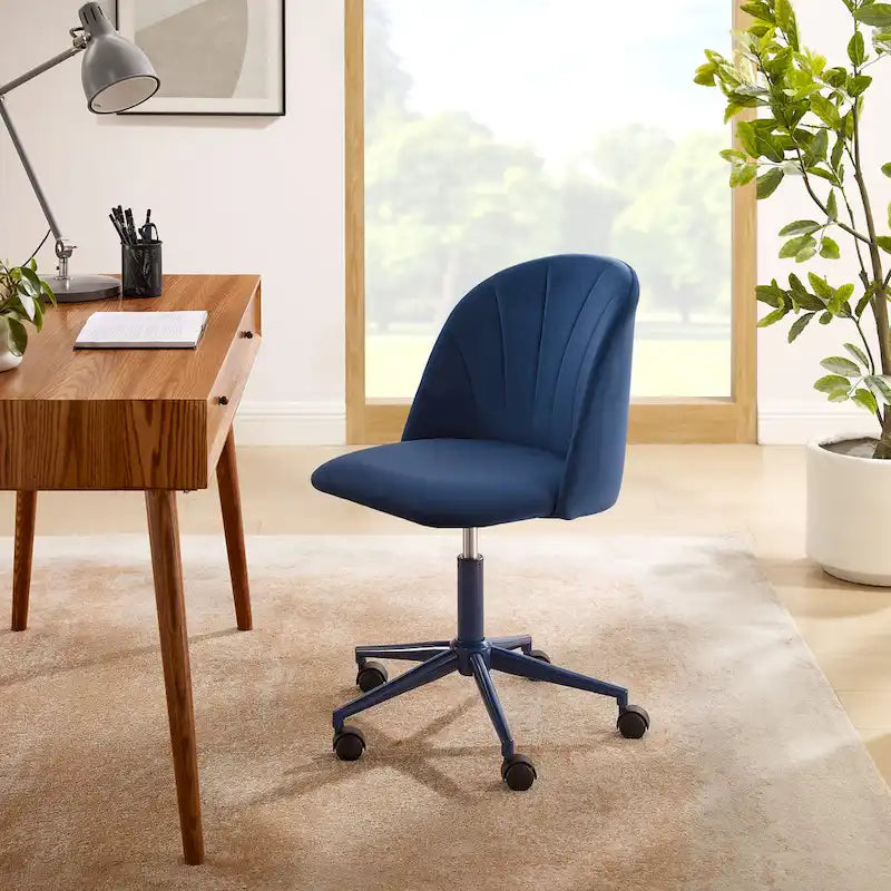Aubrie Velvet Curved Swivel Desk Chair