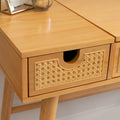  Natural Wooden 2 Cane Drawer Vanity