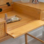 Natural Wooden 2 Cane Drawer Vanity