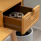 Natural Wooden 2 Cane Drawer Vanity