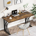 Modern Gold/White Computer Desk, 55 inch Dining Table with Gold Legs, Vanity Table, Conference Table