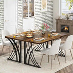 Modern Gold/White Computer Desk, 55 inch Dining Table with Gold Legs, Vanity Table, Conference Table