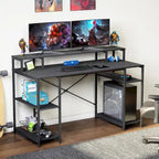 55 Inch Dual Monitor Computer Desk with Adjustable Shelves