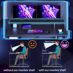 55 Inch Dual Monitor Computer Desk with Adjustable Shelves