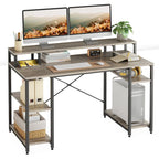 55 Inch Dual Monitor Computer Desk with Adjustable Shelves