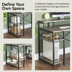 55 Inch Dual Monitor Computer Desk with Adjustable Shelves