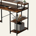 55 Inch Dual Monitor Computer Desk with Adjustable Shelves