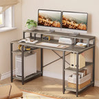 55 Inch Dual Monitor Computer Desk with Adjustable Shelves