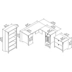 Antique White L-shaped Desk Set