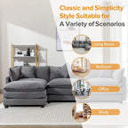 112.2 L-Shape Chenille Upholstered Sofa for Living Room Modern Luxury Sofa Couch with Ottoman, 5 Pillows, Beige