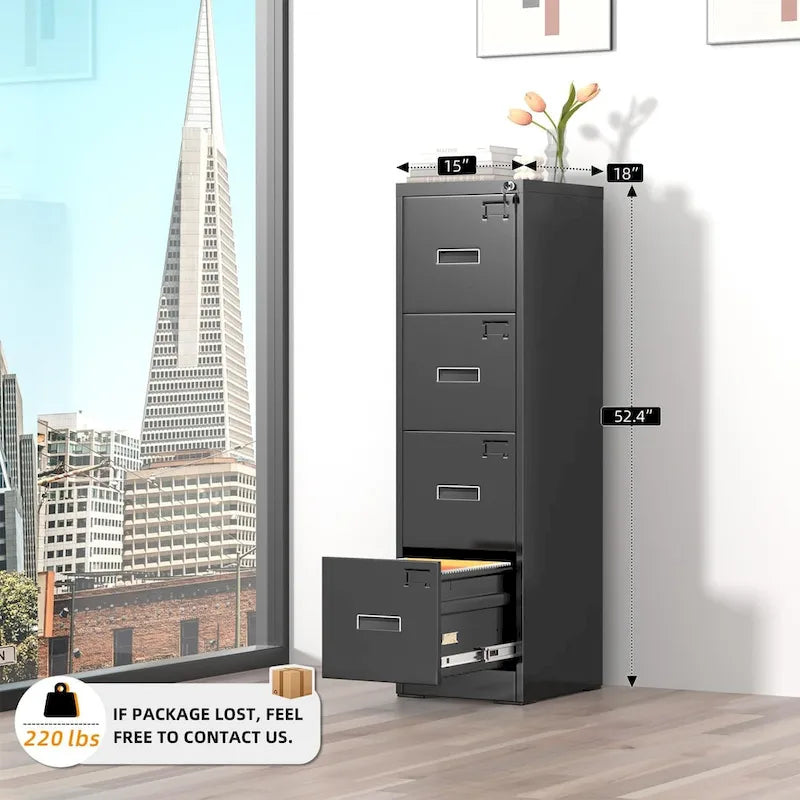 18 Deep 4 Drawers Vertical Metal Locking File Cabinet with with 4 Adjustable Hanging Frame for Home Office