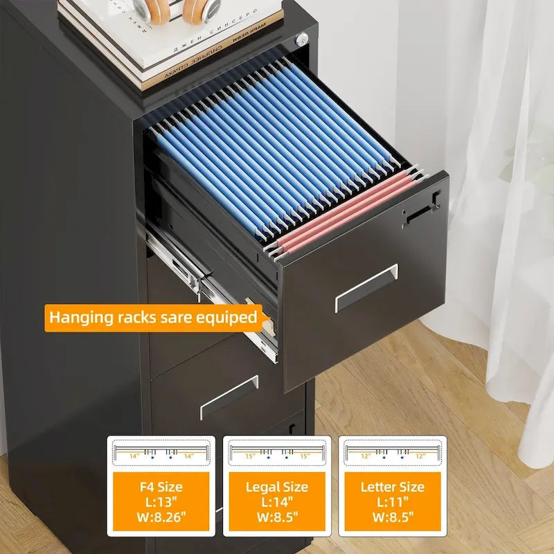 18 Deep 4 Drawers Vertical Metal Locking File Cabinet with with 4 Adjustable Hanging Frame for Home Office