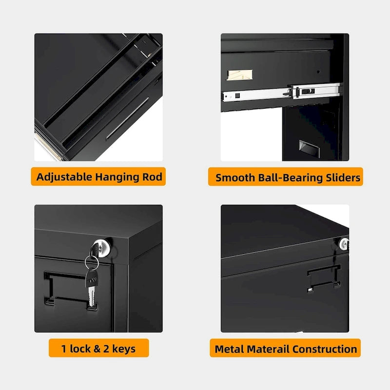 18 Deep 4 Drawers Vertical Metal Locking File Cabinet with with 4 Adjustable Hanging Frame for Home Office