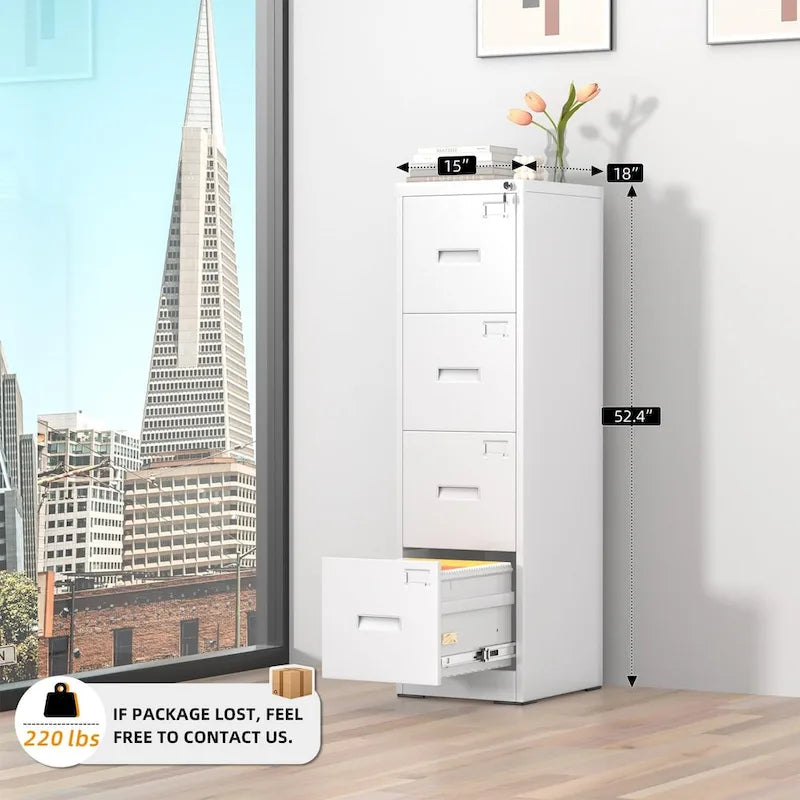 18 Deep 4 Drawers Vertical Metal Locking File Cabinet with with 4 Adjustable Hanging Frame for Home Office