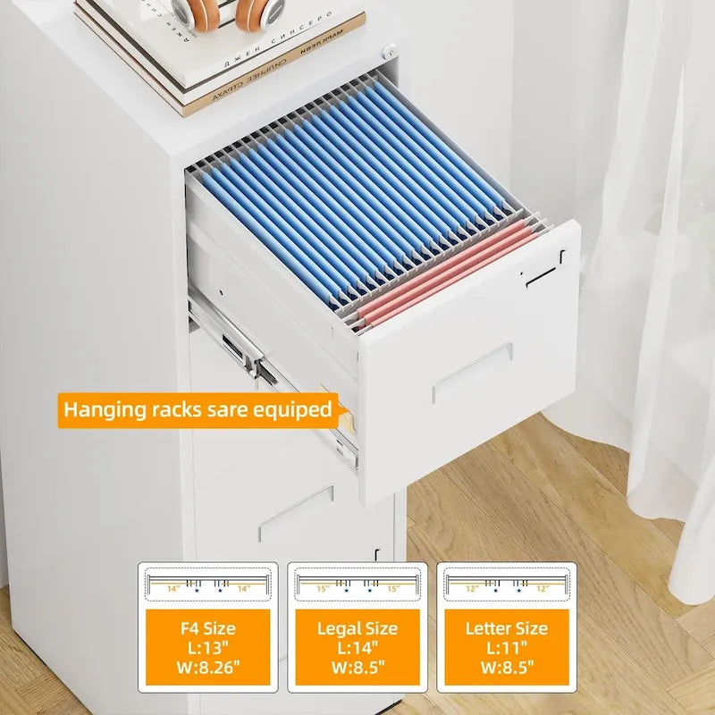 18 Deep 4 Drawers Vertical Metal Locking File Cabinet with with 4 Adjustable Hanging Frame for Home Office