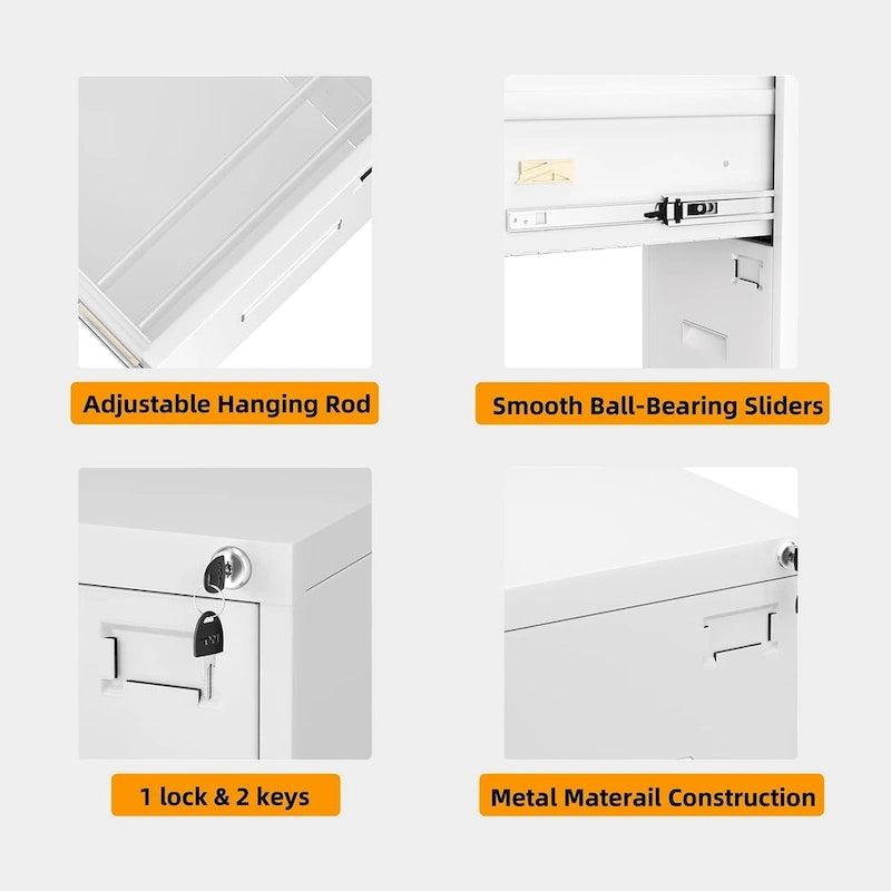 18 Deep 4 Drawers Vertical Metal Locking File Cabinet with with 4 Adjustable Hanging Frame for Home Office
