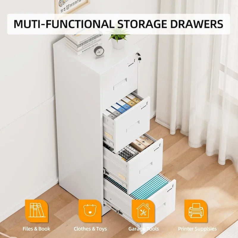 18 Deep 4 Drawers Vertical Metal Locking File Cabinet with with 4 Adjustable Hanging Frame for Home Office