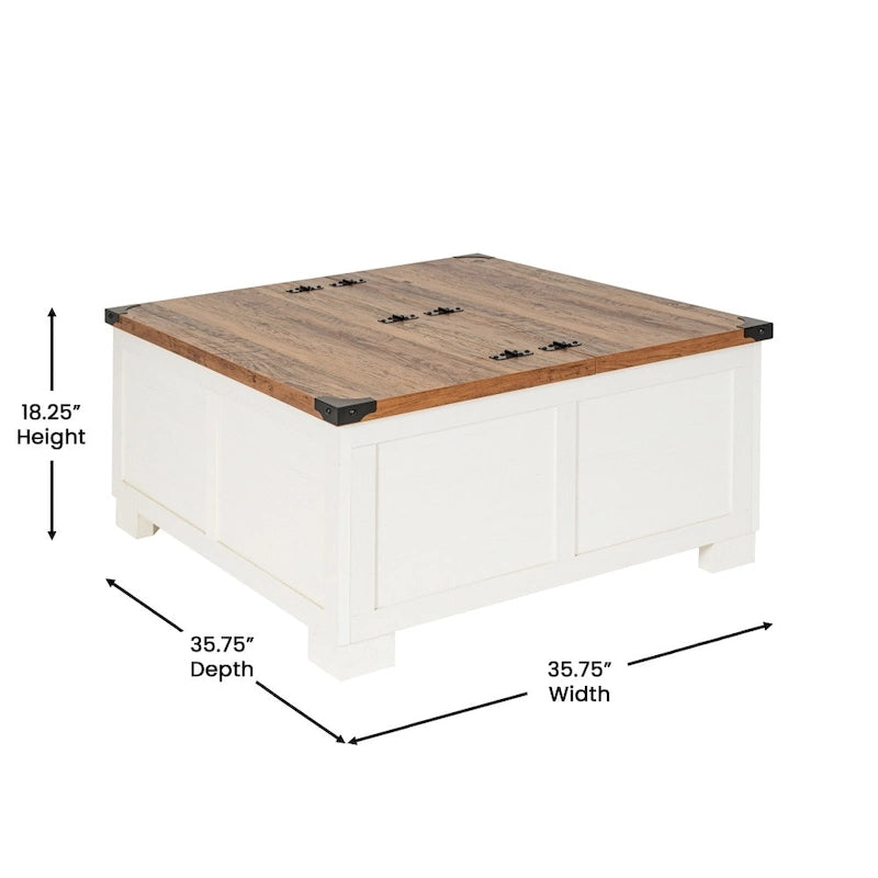 Modern Farmhouse Coffee Table with Hidden Interior Storage
