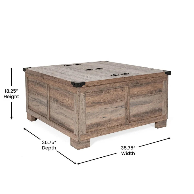 Modern Farmhouse Coffee Table with Hidden Interior Storage