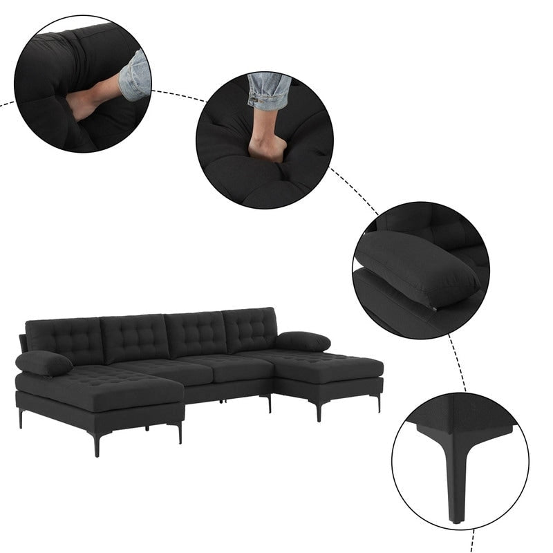 110 4-Seat U-Shaped Upholstered Sectional Sofa