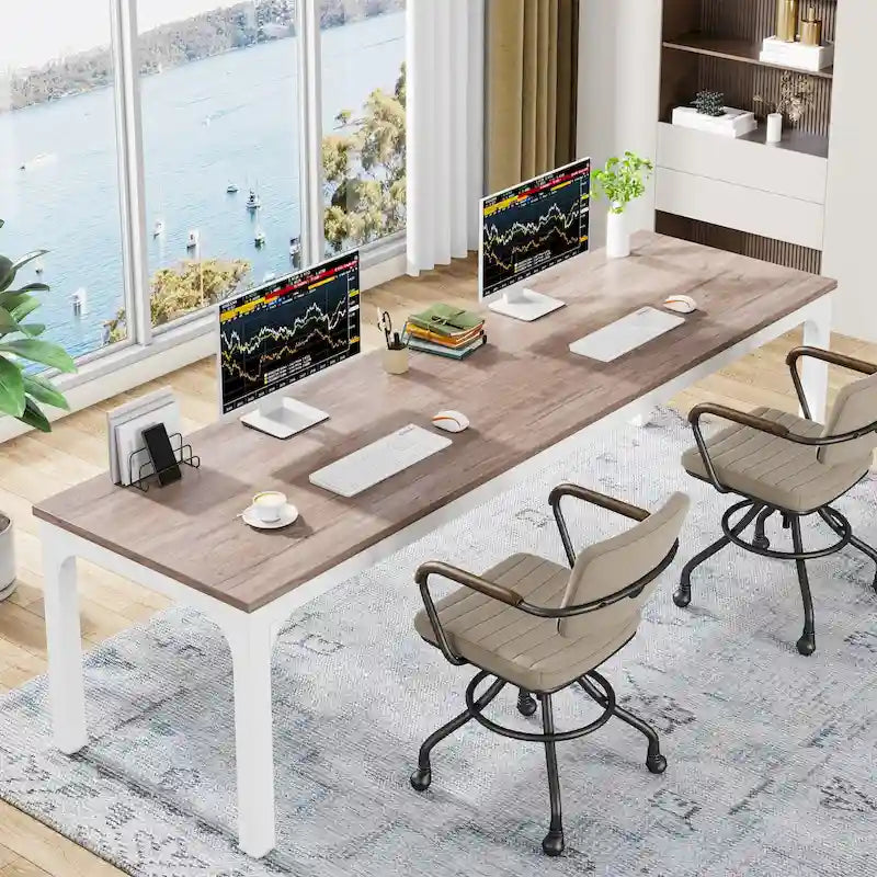 78.8 Extra Long 2 Person Computer Desk with Metal Legs for Home Office Bedroom