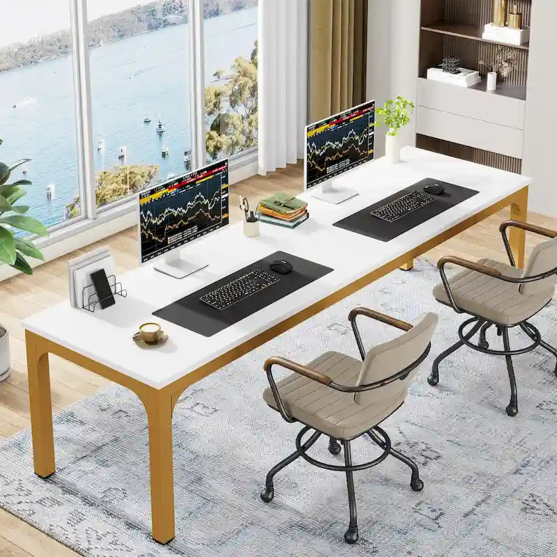 78.8 Extra Long 2 Person Computer Desk with Metal Legs for Home Office Bedroom