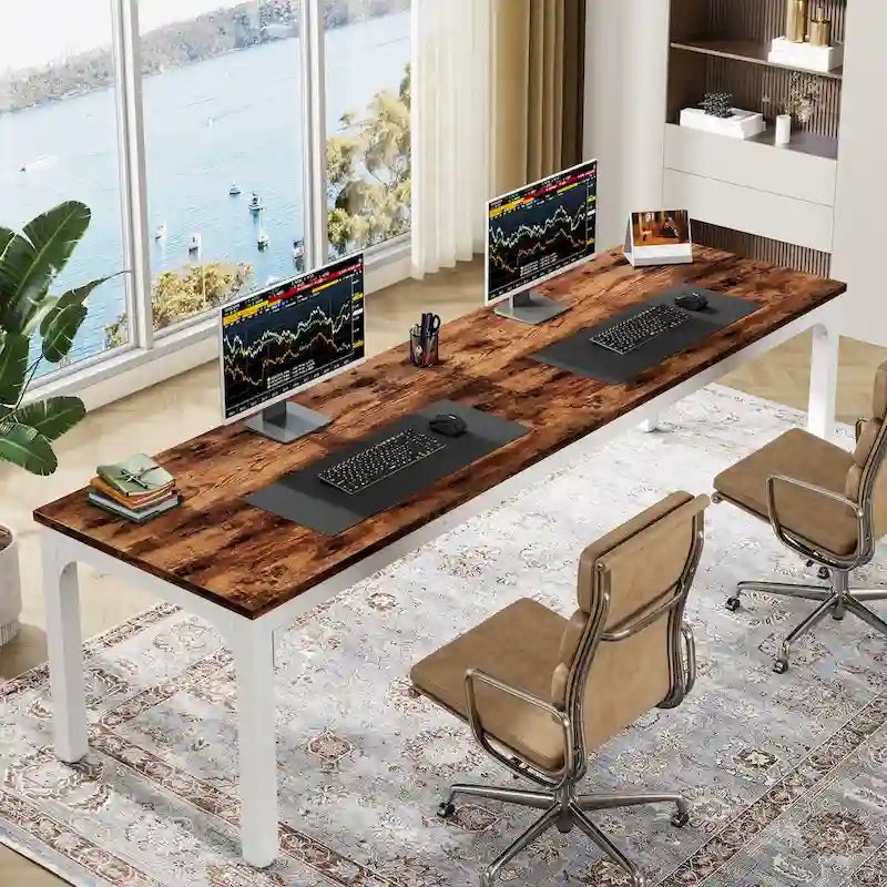 78.8 Extra Long 2 Person Computer Desk with Metal Legs for Home Office Bedroom