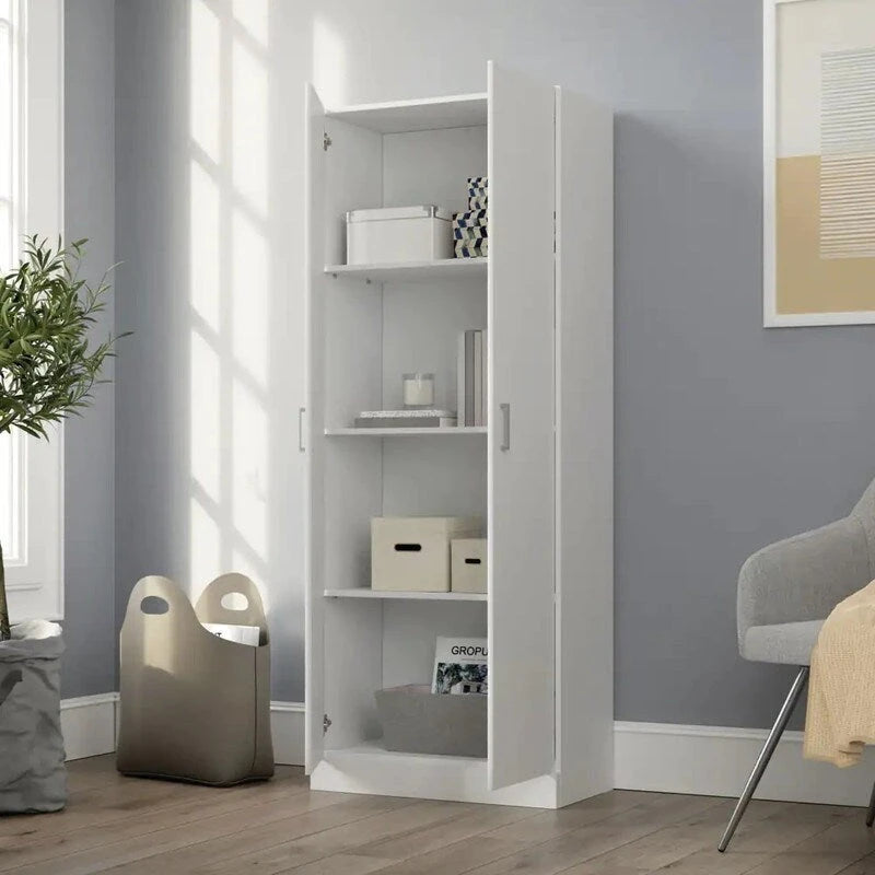 Alara White 60 Height Simplistic Modern Double Door Storage Cabinet