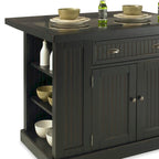 Black Wood and Granite Inlay Kitchen Island
